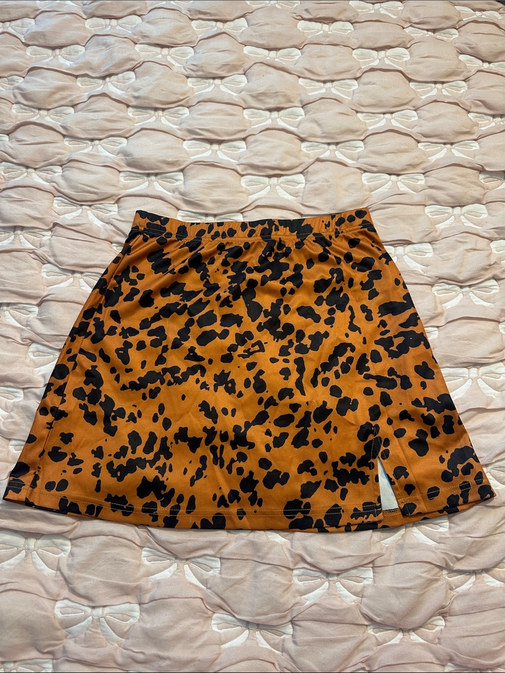 SHEIN Black and Brown Leopard A-Line Mini Skirt